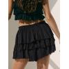 EMMIOL Flowy Skorts Skirt for Women Ruffle Hem High Waisted 2026 Summer Shorts Mini Skirts(Black)