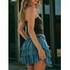 EMMIOL Flowy Skorts Skirt for Women Ruffle Hem High Waisted 2026 Summer Shorts Mini Skirts(Peacock Blue)