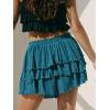 EMMIOL Flowy Skorts Skirt for Women Ruffle Hem High Waisted 2026 Summer Shorts Mini Skirts(Peacock Blue)