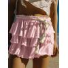 EMMIOL Flowy Skorts Skirt for Women Ruffle Hem High Waisted 2026 Summer Shorts Mini Skirts(Powder Pink)