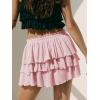 EMMIOL Flowy Skorts Skirt for Women Ruffle Hem High Waisted 2026 Summer Shorts Mini Skirts(Powder Pink)