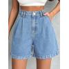 EMMIOL Jean Shorts for Women High Waisted Wide Leg Denim Shorts Stretchy 2026 Summer Casual Bottoms(Light Blue)