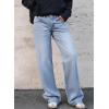EMMIOL Jeans for Women High Waisted Women’s Jeans with Star Patches, Vintage Y2K Denim Pants，Flare Style(Light Blue 04)