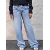 EMMIOL Jeans for Women High Waisted Women’s Jeans with Star Patches, Vintage Y2K Denim Pants，Flare Style(Light Blue 04)