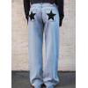EMMIOL Jeans for Women High Waisted Women’s Jeans with Star Patches, Vintage Y2K Denim Pants，Flare Style(Light Blue 04)