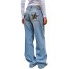 EMMIOL Jeans for Women High Waisted Women’s Jeans with Star Patches, Vintage Y2K Denim Pants，Flare Style(Vintage Blue 05)