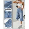 EMMIOL Long Baggy Denim Jorts for Women – High Waisted Bermuda Y2k Jean Shorts Wide Leg Casual Trendy Streetwear Summer Pants, Blue, Size 6