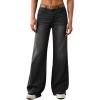 EMMIOL Wide Leg Jeans for Women Mid High Rise Baggy Jeans Y2k Boyfriend Denim Pants Casual Loose Trousers Trendy with Pockets(Black)