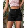 EMMIOL Women Jean Shorts High-Mid Waisted Stretchy Basic Wash Solid Denim Hot Shorts Boyfriend Casual Y2k Jorts for Summer(Black)
