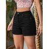 EMMIOL Women Jean Shorts High-Mid Waisted Stretchy Basic Wash Solid Denim Hot Shorts Boyfriend Casual Y2k Jorts for Summer(Black)