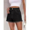 EMMIOL Women Jean Shorts High-Mid Waisted Stretchy Basic Wash Solid Denim Hot Shorts Boyfriend Casual Y2k Jorts for Summer(Black-a)
