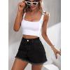 EMMIOL Women Jean Shorts High-Mid Waisted Stretchy Basic Wash Solid Denim Hot Shorts Boyfriend Casual Y2k Jorts for Summer(Black-a)