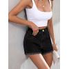 EMMIOL Women Jean Shorts High-Mid Waisted Stretchy Basic Wash Solid Denim Hot Shorts Boyfriend Casual Y2k Jorts for Summer(Black-a)