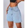 EMMIOL Women Jean Shorts High-Mid Waisted Stretchy Basic Wash Solid Denim Hot Shorts Boyfriend Casual Y2k Jorts for Summer(Light Blue)
