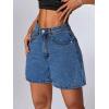 EMMIOL Women Jean Shorts High-Mid Waisted Stretchy Basic Wash Solid Denim Hot Shorts Boyfriend Casual Y2k Jorts for Summer(Navy Blue)