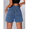EMMIOL Women Jean Shorts High-Mid Waisted Stretchy Basic Wash Solid Denim Hot Shorts Boyfriend Casual Y2k Jorts for Summer(Navy Blue)