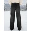 EMMIOL Women’s 2026 Wide Leg Jeans Distress Mid Waist Denim Pants Vintage Y2K Trousers(Black-(warm Fleece Lined))