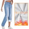 EMMIOL Women’s 2026 Wide Leg Jeans Distress Mid Waist Denim Pants Vintage Y2K Trousers(Blue-(warm Fleece Lined))