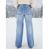EMMIOL Women’s 2026 Wide Leg Jeans Distress Mid Waist Denim Pants Vintage Y2K Trousers(Blue-(warm Fleece Lined))