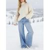 EMMIOL Women’s 2026 Wide Leg Jeans Distress Mid Waist Denim Pants Vintage Y2K Trousers(Blue-(warm Fleece Lined))