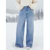 EMMIOL Women’s 2026 Wide Leg Jeans Distress Mid Waist Denim Pants Vintage Y2K Trousers(Blue-(warm Fleece Lined))