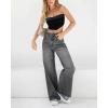EMMIOL Women’s 2026 Wide Leg Jeans Distress Mid Waist Denim Pants Vintage Y2K Trousers(Dark Grey)