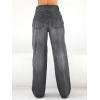 EMMIOL Women’s 2026 Wide Leg Jeans Distress Mid Waist Denim Pants Vintage Y2K Trousers(Dark Grey)