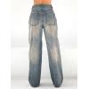 EMMIOL Women’s 2026 Wide Leg Jeans Distress Mid Waist Denim Pants Vintage Y2K Trousers(Retro Blue)