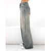 EMMIOL Women’s 2026 Wide Leg Jeans Distress Mid Waist Denim Pants Vintage Y2K Trousers(Retro Blue)