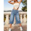 Emmiol Long Baggy Denim Jorts for Women – High Waisted Bermuda Y2k Jean Shorts Wide Leg Casual Trendy Streetwear Summer Pants(Blue)