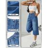 Emmiol Long Baggy Denim Jorts for Women – High Waisted Bermuda Y2k Jean Shorts Wide Leg Casual Trendy Streetwear Summer Pants(Mid Blue)