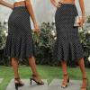 Emmiol Polka Dot Midi Skirt for Women – Elastic Mid-High Waisted Flowy Hem Satin Mermaid Skirts Casual Summer Trendy Clothes(Black)