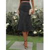Emmiol Polka Dot Midi Skirt for Women – Elastic Mid-High Waisted Flowy Hem Satin Mermaid Skirts Casual Summer Trendy Clothes(Black)