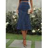 Emmiol Polka Dot Midi Skirt for Women – Elastic Mid-High Waisted Flowy Hem Satin Mermaid Skirts Casual Summer Trendy Clothes(Blue)