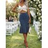Emmiol Polka Dot Midi Skirt for Women – Elastic Mid-High Waisted Flowy Hem Satin Mermaid Skirts Casual Summer Trendy Clothes(Blue)