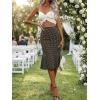 Emmiol Polka Dot Midi Skirt for Women – Elastic Mid-High Waisted Flowy Hem Satin Mermaid Skirts Casual Summer Trendy Clothes(Dark Brown)
