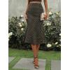 Emmiol Polka Dot Midi Skirt for Women – Elastic Mid-High Waisted Flowy Hem Satin Mermaid Skirts Casual Summer Trendy Clothes(Dark Brown)