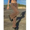 Women Bell Bottom Jeans Lace Up Bow Stretch Flare Denim Pants Cute Y2k Vintage Jeans(Brown)