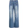 Women Bell Bottom Jeans Lace Up Bow Stretch Flare Denim Pants Cute Y2k Vintage Jeans(Light Blue)