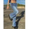 Women Bell Bottom Jeans Lace Up Bow Stretch Flare Denim Pants Cute Y2k Vintage Jeans(Light Blue)