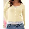 Womens Lace Long Sleeve Top Paneled Henley Shirts Y2k 2000s Fitted Going Out Tops Blouse(1 Apricot)