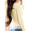 Womens Lace Long Sleeve Top Paneled Henley Shirts Y2k 2000s Fitted Going Out Tops Blouse(1 Apricot)