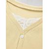 Womens Lace Long Sleeve Top Paneled Henley Shirts Y2k 2000s Fitted Going Out Tops Blouse(1 Apricot)