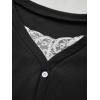 Womens Lace Long Sleeve Top Paneled Henley Shirts Y2k 2000s Fitted Going Out Tops Blouse(1 Black)