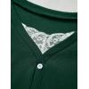 Womens Lace Long Sleeve Top Paneled Henley Shirts Y2k 2000s Fitted Going Out Tops Blouse(1 Green)