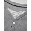 Womens Lace Long Sleeve Top Paneled Henley Shirts Y2k 2000s Fitted Going Out Tops Blouse(1 Grey)