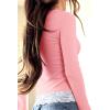 Womens Lace Long Sleeve Top Paneled Henley Shirts Y2k 2000s Fitted Going Out Tops Blouse(1 Pink)