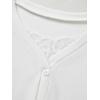 Womens Lace Long Sleeve Top Paneled Henley Shirts Y2k 2000s Fitted Going Out Tops Blouse(1 White)