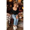 Womens Lace Long Sleeve Top Paneled Henley Shirts Y2k 2000s Fitted Going Out Tops Blouse(2 Black)