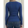 Womens Lace Long Sleeve Top Paneled Henley Shirts Y2k 2000s Fitted Going Out Tops Blouse(2 Blue)